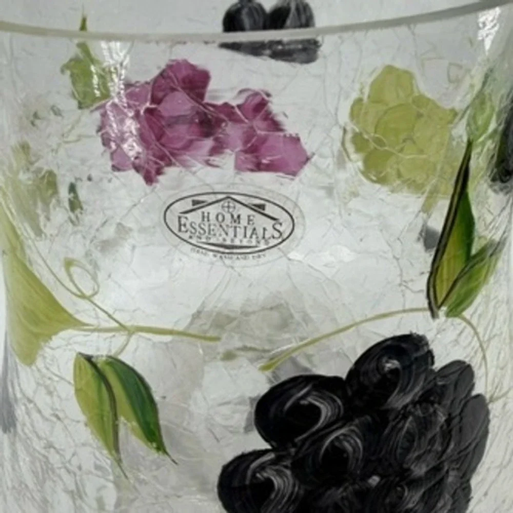 Home Essentials Hand Painted Crackle Glass Grape Candle Holder Lamp 10